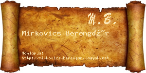 Mirkovics Berengár névjegykártya